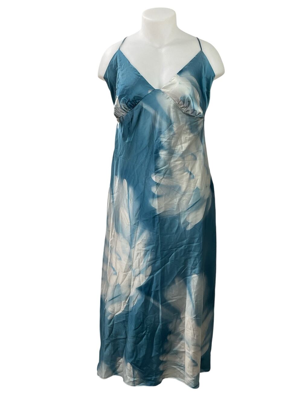 NEW Abercrombie & Fitch Julia Blue Floral Tie Back Cami Maxi Summer Dress Sz XL